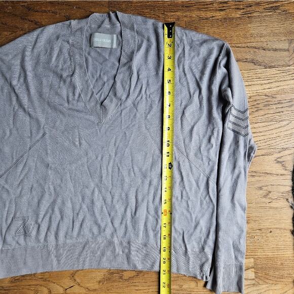 Zadig & Voltaire Happy Army Studded Elbow V Neck Sweater - Picture 7 of 11